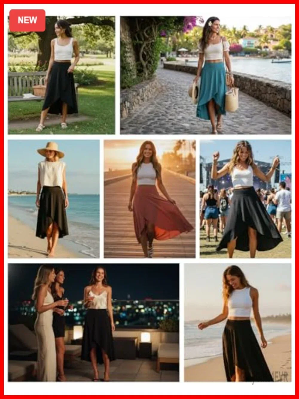 High Waist Wrap Maxi Skirt with Built-in Shorts High Low Ruffle Hem